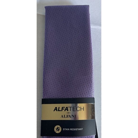 NEW Alfani AlfaTech Mens Purple Textured Neck Tie Regular Fit Stain Resistant - Picture 4 of 10